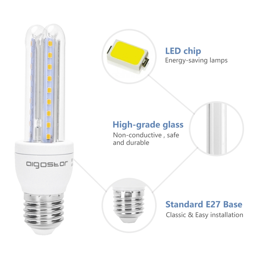 LED Bulb B5 E27/8W/230V 3000K - Aigostar