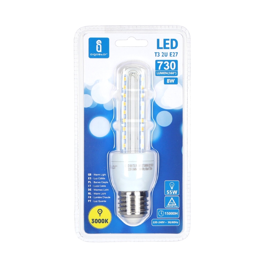 LED Bulb B5 E27/8W/230V 3000K - Aigostar