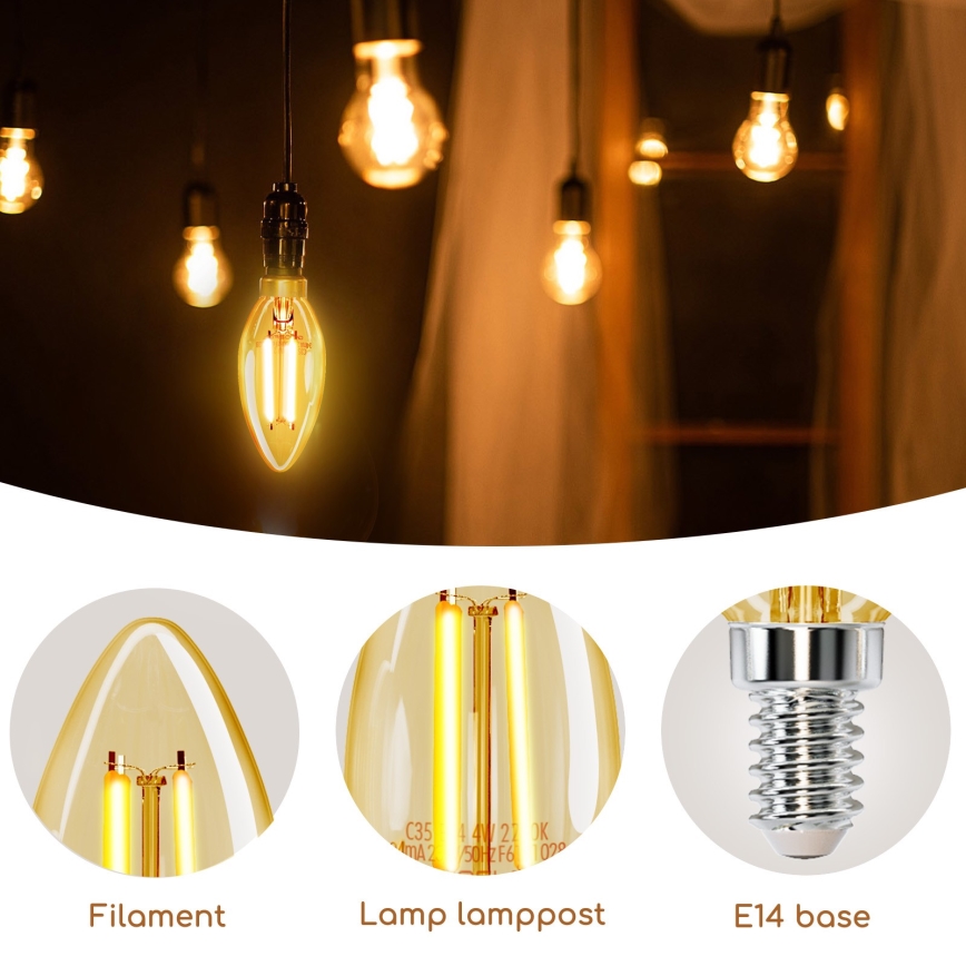 LED bulb C35 E14/4W/230V 2200K - Aigostar