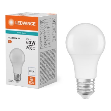 LED Bulb CLASSIC A60 E27/8W/230V 4000K - Ledvance