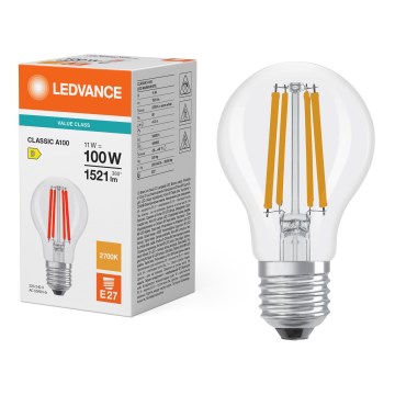 LED Bulb CLASSIC FILAMENT A60 E27/11W/230V 2700K - Ledvance