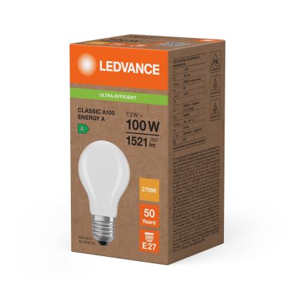 LED Bulb CLASSIC FILAMENT A60 E27/7.2W/230V 2700K - Ledvance