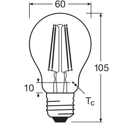 LED Bulb CLASSIC FILAMENT A60 E27/7,5W/230V 2700K - Ledvance