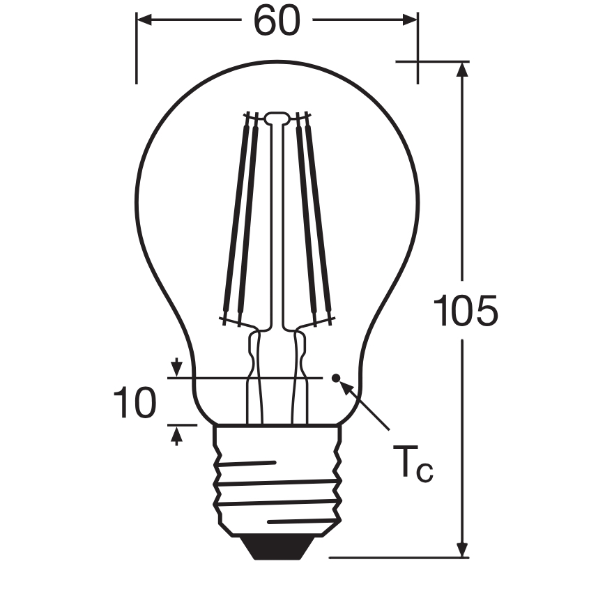 LED Bulb CLASSIC FILAMENT A60 E27/7,5W/230V 2700K - Ledvance
