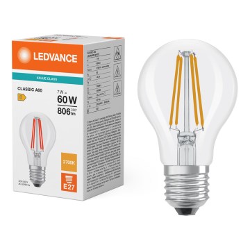 LED Bulb CLASSIC FILAMENT A60 E27/7W/230V 2700K - Ledvance