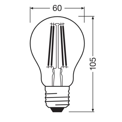 LED Bulb CLASSIC FILAMENT A60 E27/7W/230V 2700K - Ledvance