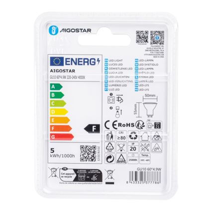 LED Bulb COB GU10/4.9W/230V 4000K - Aigostar