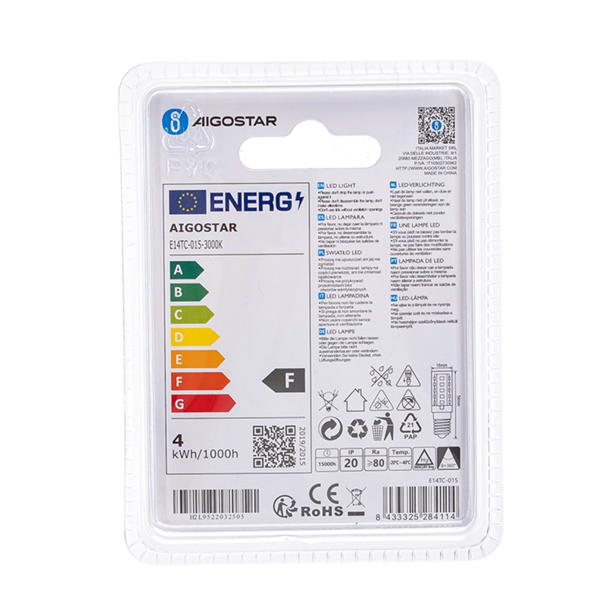 LED Bulb E14/3,5W/230V 3000K - Aigostar