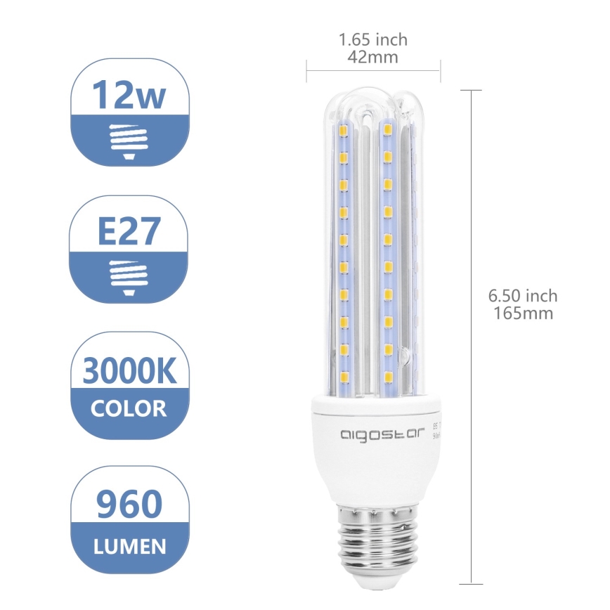 LED Bulb E27/12W/230V 3000K - Aigostar