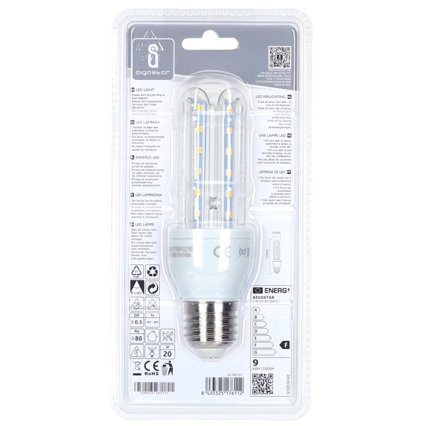 LED Bulb E27/9W/230V 3000K - Aigostar