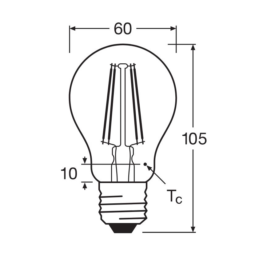 LED Bulb FILAMENT A60 E27/6,5W/230V 2700K - Osram