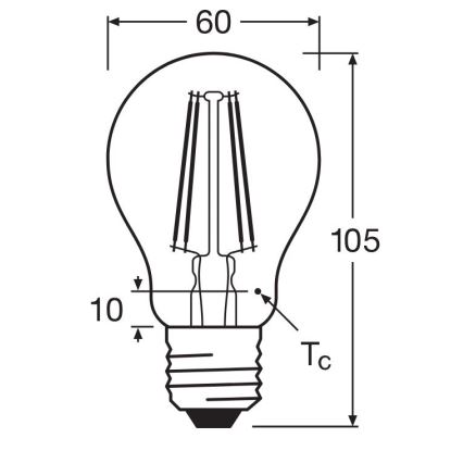 LED Bulb FILAMENT A60 E27/6,5W/230V 4000K - Osram