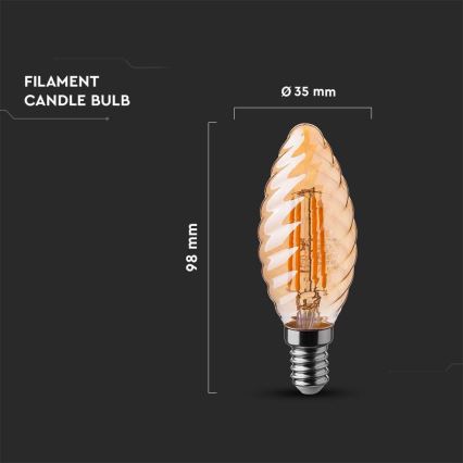 LED Bulb FILAMENT AMBER E14/4W/230V 2200K