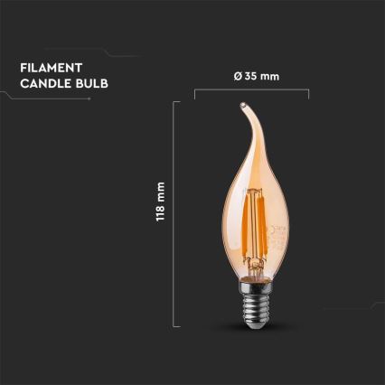 LED Bulb FILAMENT AMBER E14/4W/230V 2200K