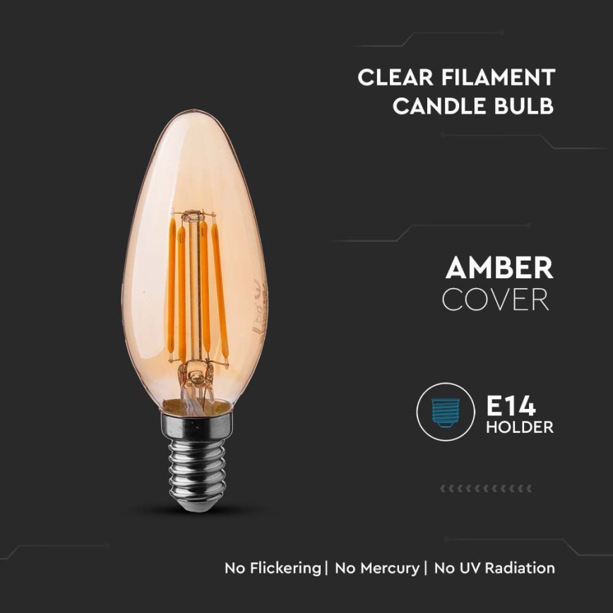 LED Bulb FILAMENT AMBER E14/4W/230V 2200K