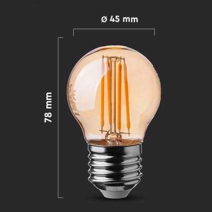 LED Bulb FILAMENT AMBER G45 E27/4W/230V 2200K