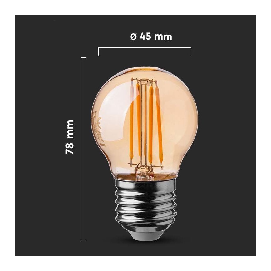 LED Bulb FILAMENT AMBER G45 E27/4W/230V 2200K