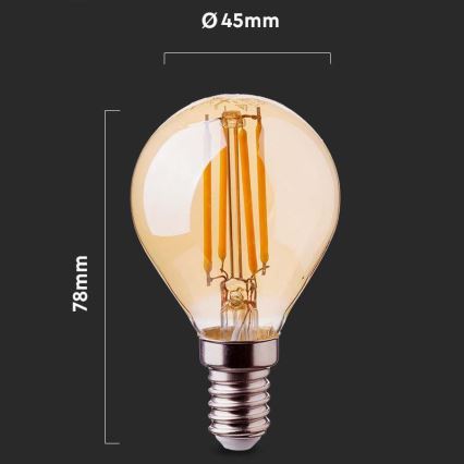 LED Bulb FILAMENT AMBER P45 E14/4W/230V 2200K