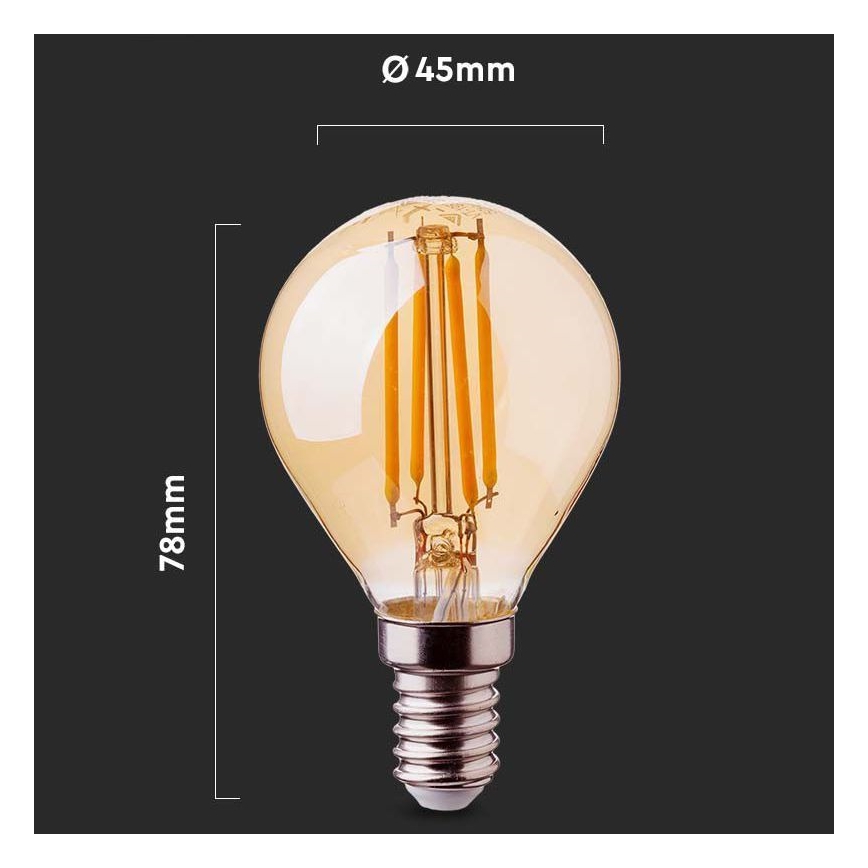 LED Bulb FILAMENT AMBER P45 E14/4W/230V 2200K