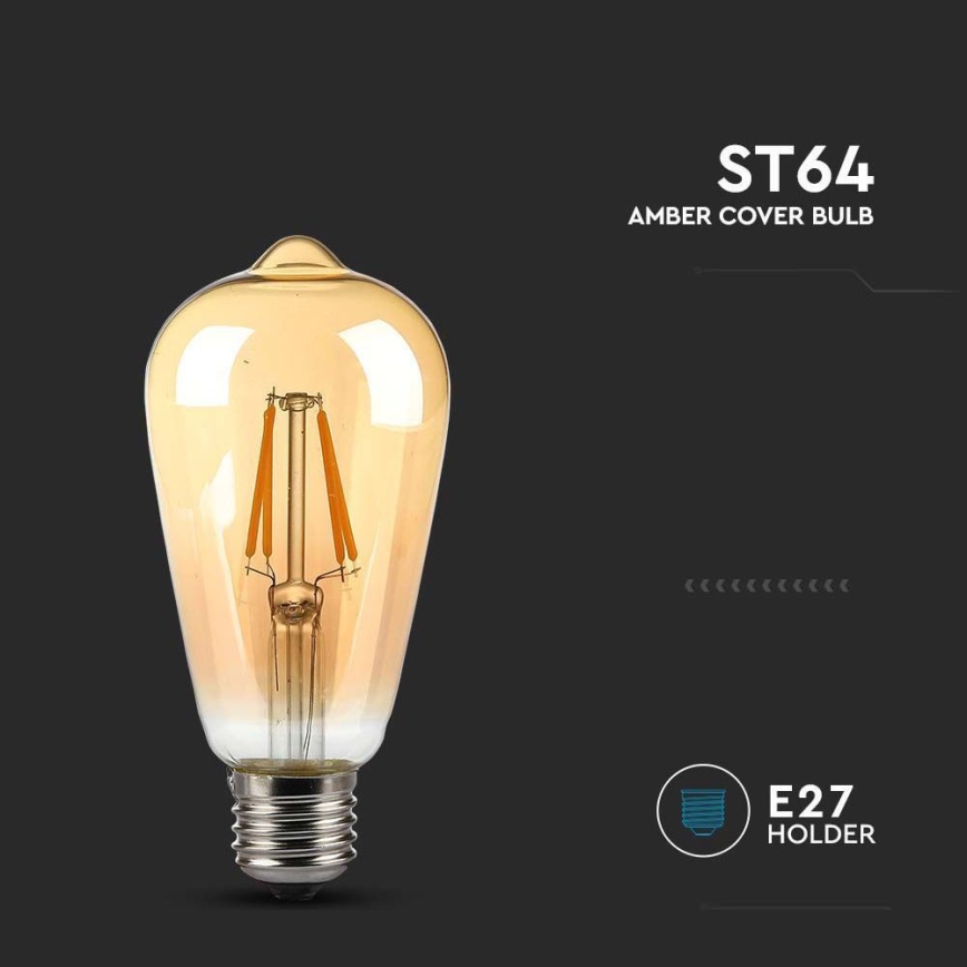 LED Bulb FILAMENT AMBER ST64 E27/8W/230V 2200K