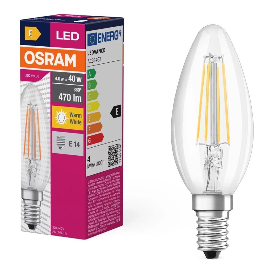 LED Bulb FILAMENT B40 E14/4W/230V 2700K - Osram