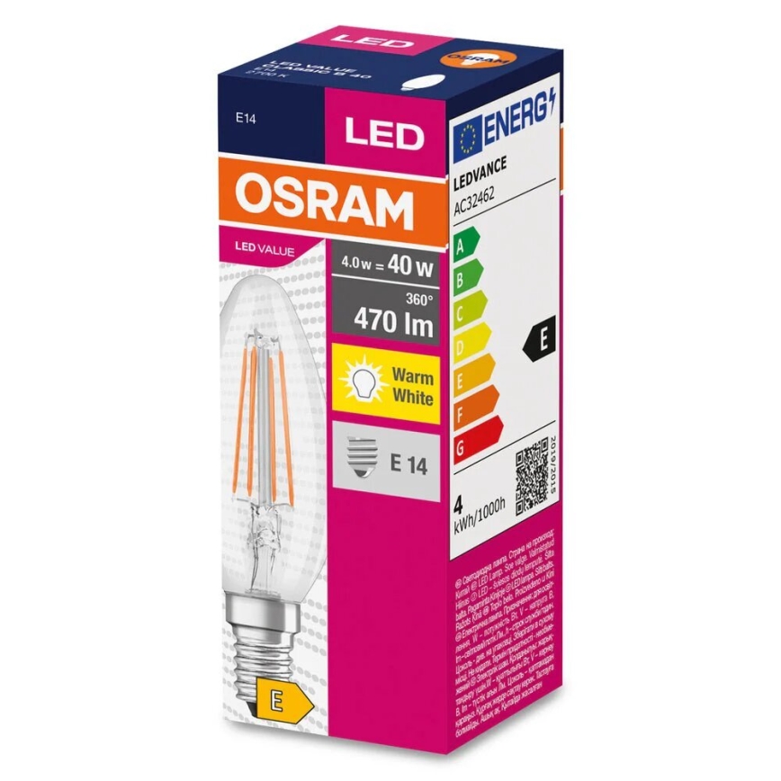 LED Bulb FILAMENT B40 E14/4W/230V 2700K - Osram