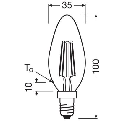 LED Bulb FILAMENT B40 E14/4W/230V 2700K - Osram