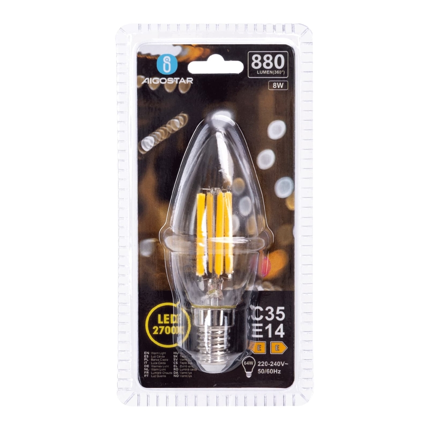 LED Bulb FILAMENT C35 E14/8W/230V 2700K - Aigostar