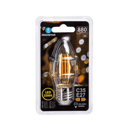 LED Bulb FILAMENT C35 E27/8W/230V 2200K - Aigostar