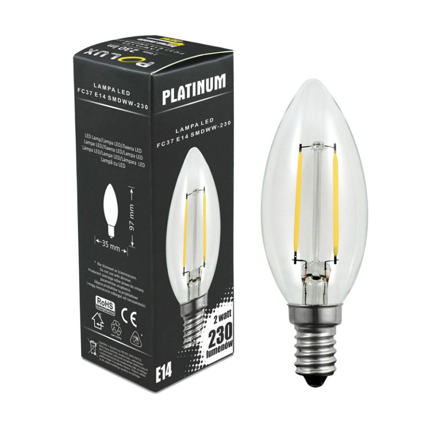 LED Bulb FILAMENT C37 E14/2W/230V 3000K