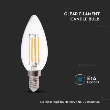 LED Bulb FILAMENT E14/4W/230V 6500K