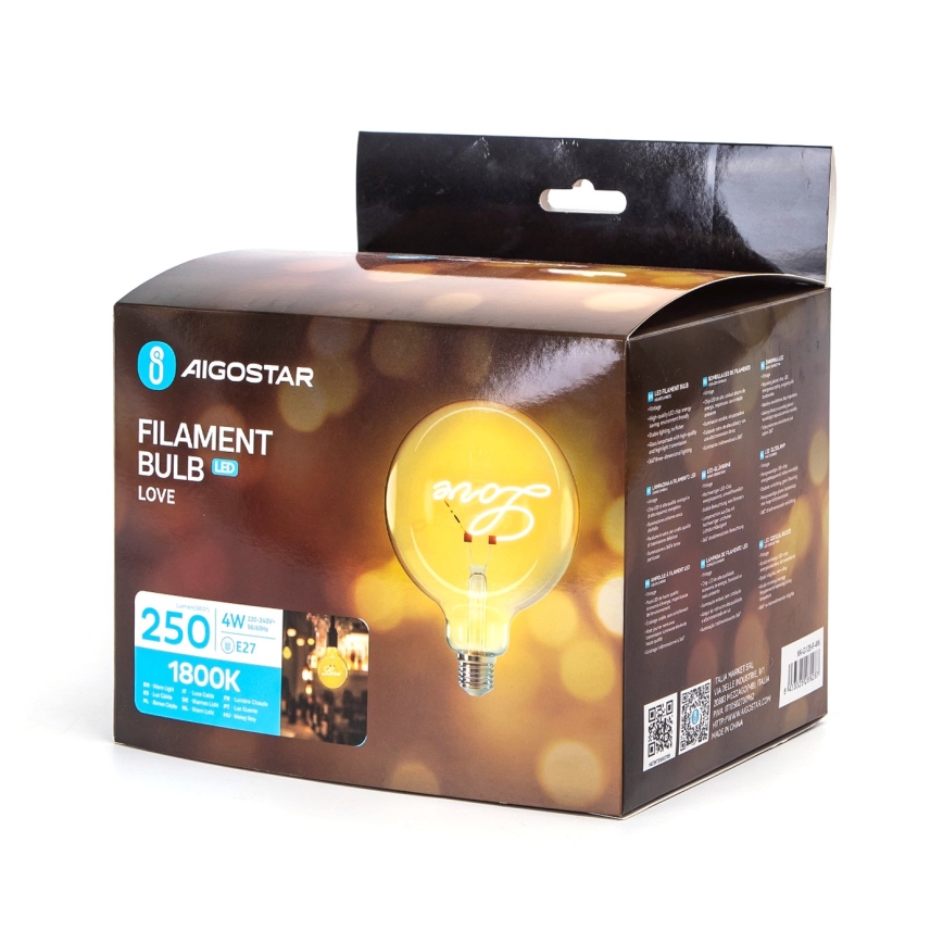 LED Bulb FILAMENT E27/4W/230V 1800K love - Aigostar
