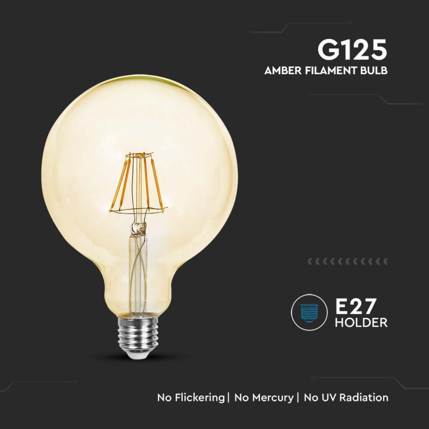 LED Bulb FILAMENT G125 E27/6W/230V 2200K