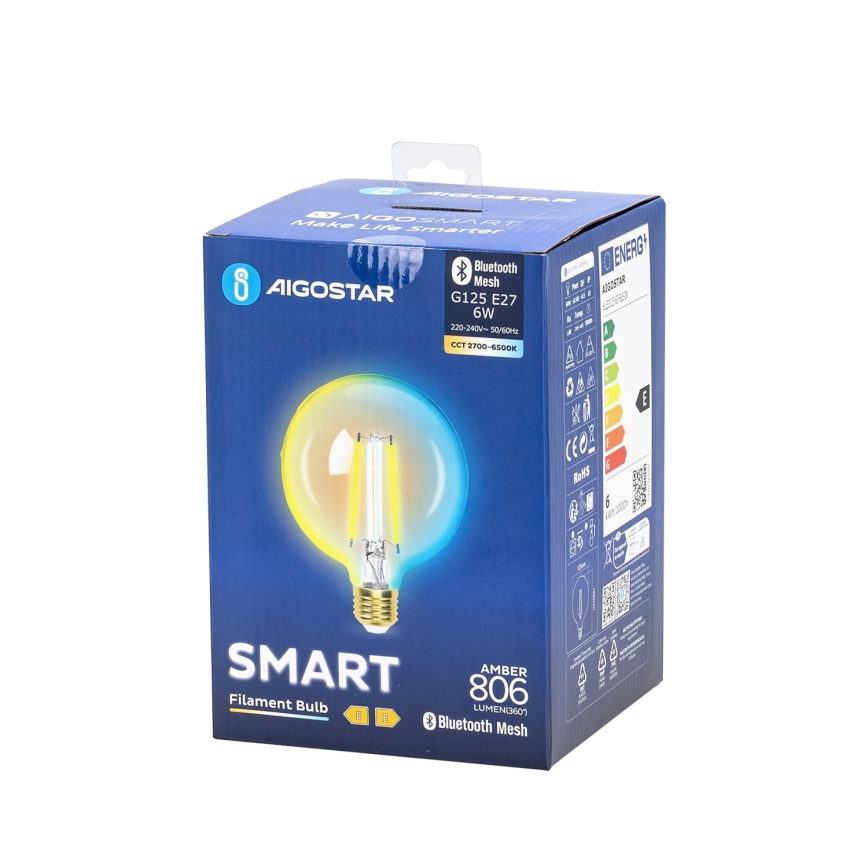 LED Dimmable bulb FILAMENT MESH Smart G125 E27/6W/230V 2700-6500K - Aigostar
