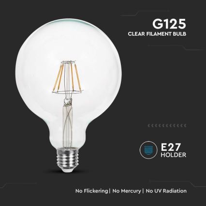 LED Bulb FILAMENT G125 E27/6W/230V 3000K
