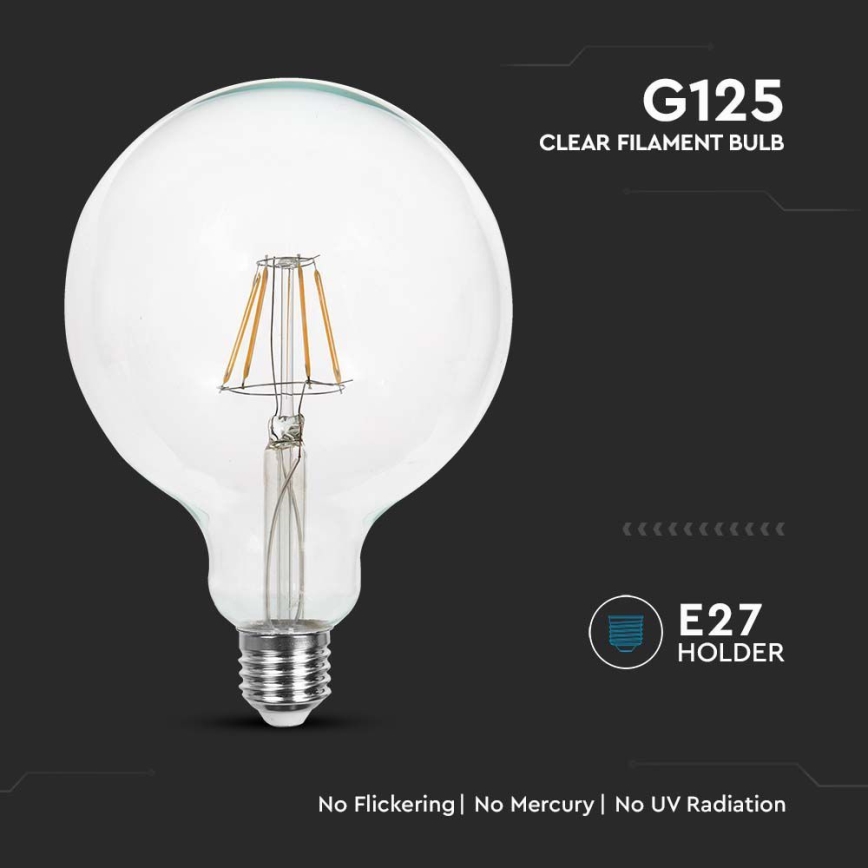 LED Bulb FILAMENT G125 E27/6W/230V 3000K