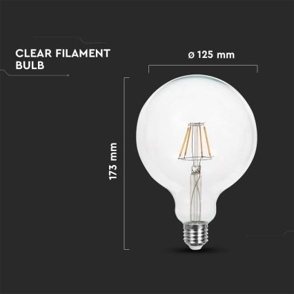 LED Bulb FILAMENT G125 E27/6W/230V 3000K