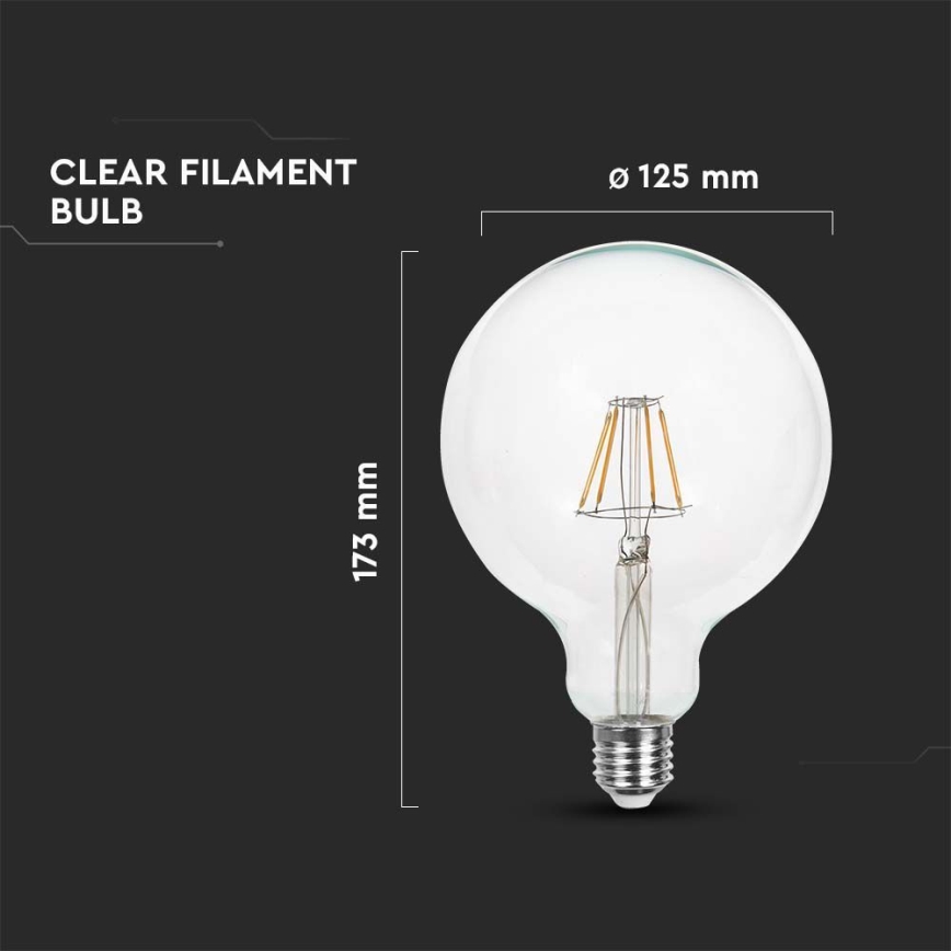 LED Bulb FILAMENT G125 E27/6W/230V 3000K