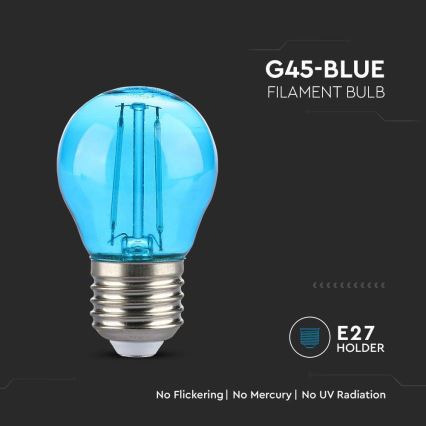 LED Bulb FILAMENT G45 E27/2W/230V blue