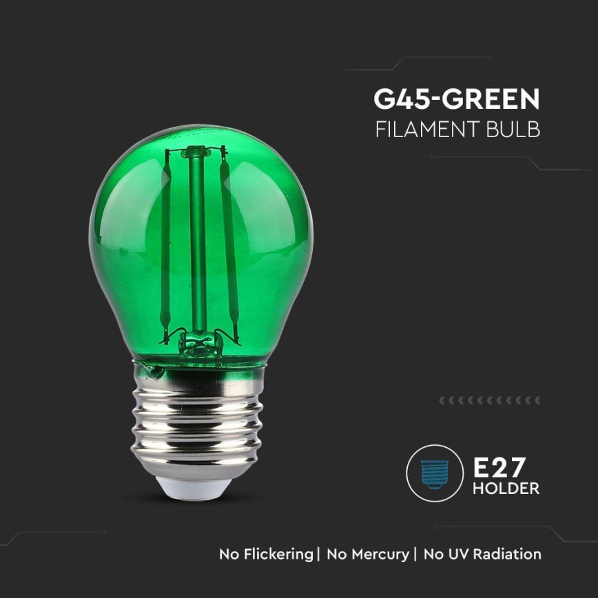 LED Bulb FILAMENT G45 E27/2W/230V green