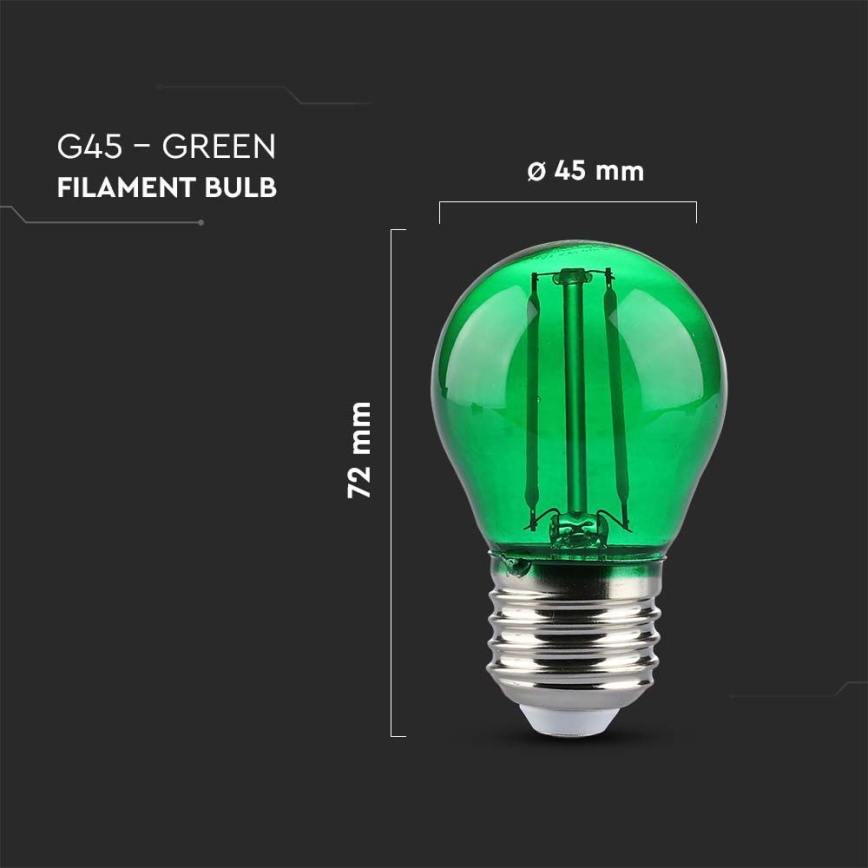 LED Bulb FILAMENT G45 E27/2W/230V green