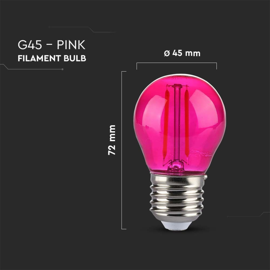 LED Bulb FILAMENT G45 E27/2W/230V pink