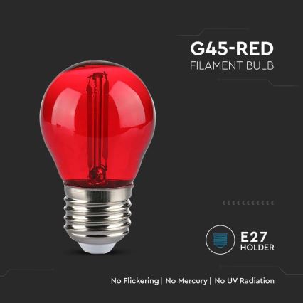 LED Bulb FILAMENT G45 E27/2W/230V red