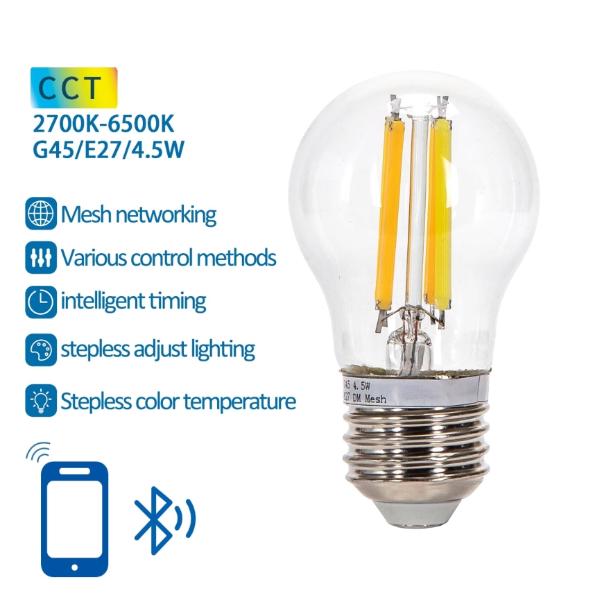 LED Dimmable bulb FILAMENT MESH Smart G45 E27/4,5W/230V 2700-6500K - Aigostar