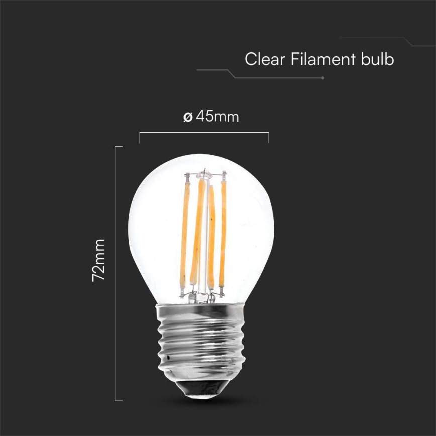 LED Bulb FILAMENT G45 E27/6W/230V 3000K