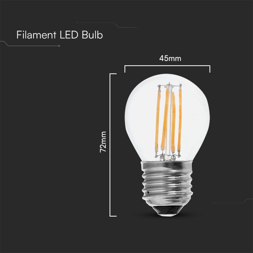 LED Bulb FILAMENT G45 E27/6W/230V 6500K
