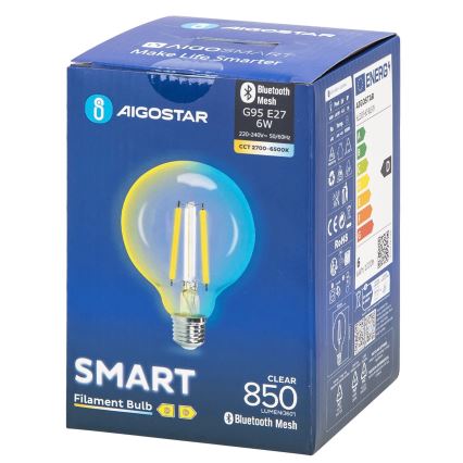 LED Dimmable bulb FILAMENT MESH Smart G95 E27/6W/230V 2700-6500K - Aigostar
