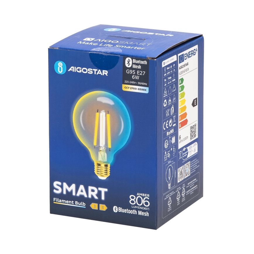 LED Dimmable bulb FILAMENT MESH Smart G95 E27/6W/230V 2700-6500K - Aigostar