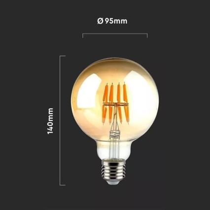 LED Bulb FILAMENT G95 E27/8W/230V 2200K