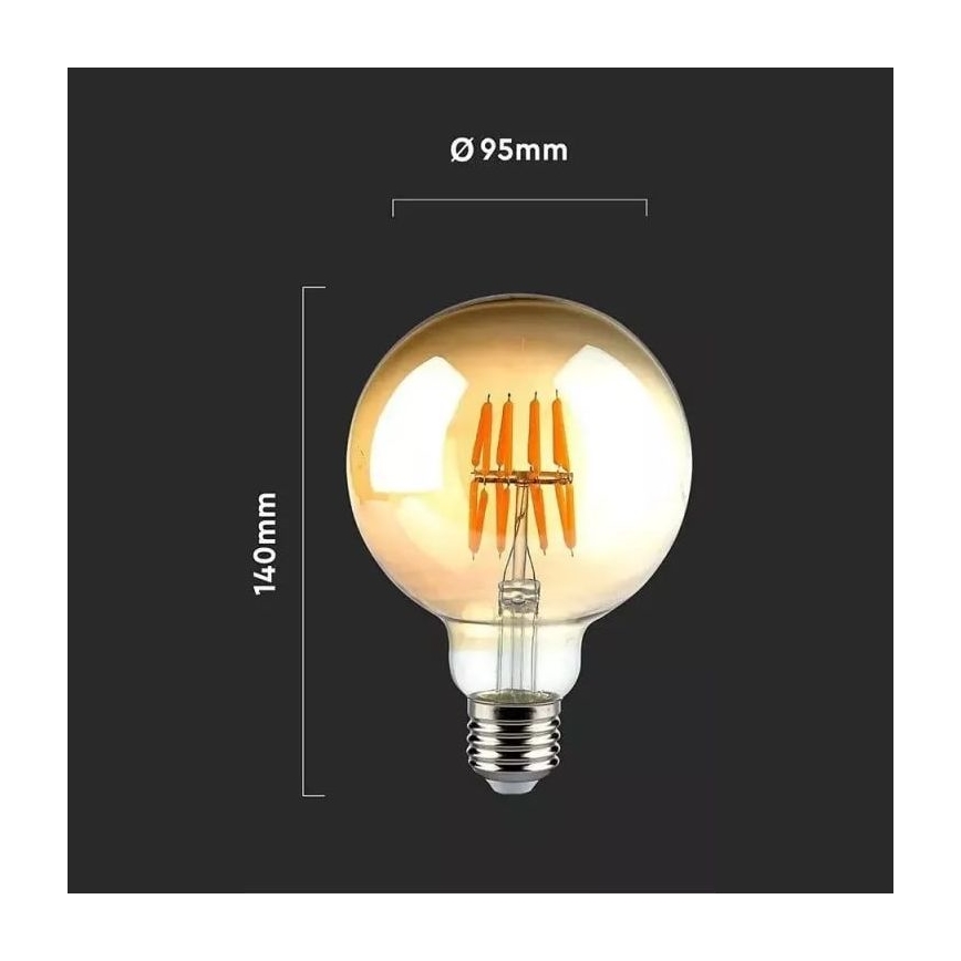 LED Bulb FILAMENT G95 E27/8W/230V 2200K